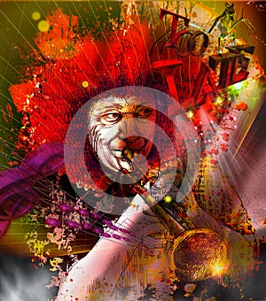 Musician: Trumpet Player (mixed mdia art)