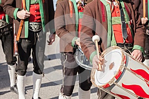 Musician in typical costume during an autumn local celebration in Val Isarco South Tirol