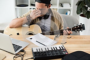 Musician working on new project