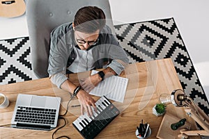 Musician working on new project