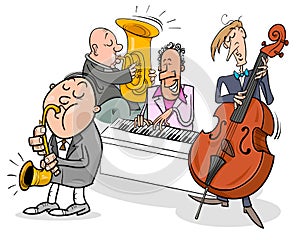Musicians characters playing jazz music