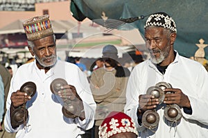 Musicians on Djemaa El Fna, Marrakech, Marrakesh, Morocco