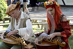 Musicians dressed in medieval costumes perform at the annual Bristol Renaissance Faire