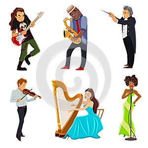 Musicians flat icons set