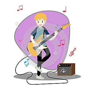 Musicians Jazz group ,Play guitar,Saxophoneist;trumpet player; guitarist, drummer, solo guitarist, bassist. Jazz band.Vector illus