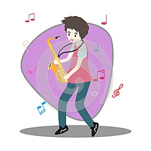 Musicians Jazz group ,Play guitar,Saxophoneist;trumpet player; guitarist, drummer, solo guitarist, bassist. Jazz band.Vector illus