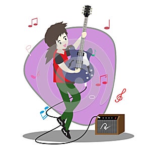 Musicians Jazz group ,Play guitar,Saxophoneist;trumpet player; guitarist, drummer, solo guitarist, bassist. Jazz band.Vector illus