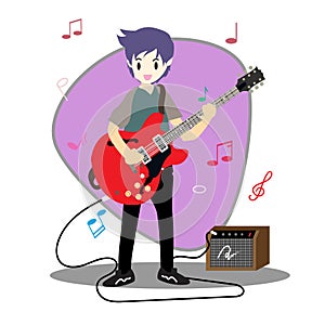 Musicians Jazz group ,Play guitar,Saxophoneist;trumpet player; guitarist, drummer, solo guitarist, bassist. Jazz band.Vector illus