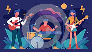 Musicians performed live providing the perfect background soundtrack for the event. Vector illustration. photo