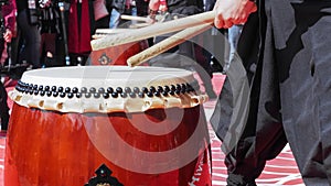 Musicians play drums