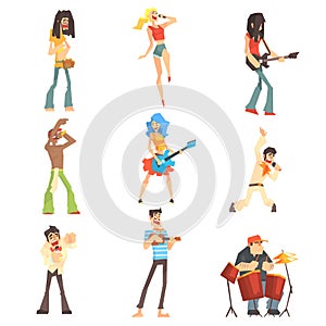 Musicians And Singers Of Different Music Styles Performing On Stage In Concert Series Of Cartoon Characters