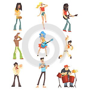 Musicians And Singers Of Different Music Styles Performing On Stage In Concert Series Of Cartoon Characters