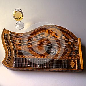 Musik, Zither with wine