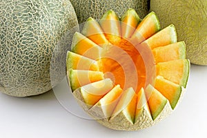 Musk Melon cut and cleaned photo