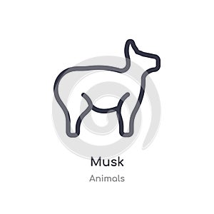 Musk outline icon. isolated line vector illustration from animals collection. editable thin stroke musk icon on white background