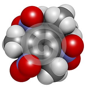 Musk xylene molecule. Highly persistent and bioaccumulative pollutant used as a synthetic musk fragrance.