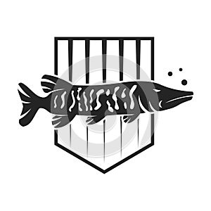 Muskellunge Fish Logo template Isolated. Brand Identity. Icon Abstract Vector graphic photo