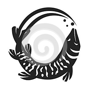 Muskellunge Fish Logo template Isolated. Brand Identity. Icon Abstract Vector graphic photo