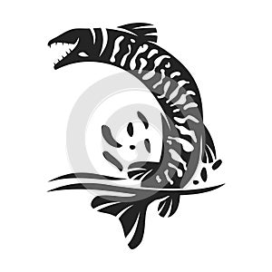 Muskellunge Fish Logo template Isolated. Brand Identity. Icon Abstract Vector graphic photo
