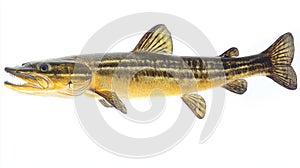 Muskellunge known for its elongated body and distinctive markings is displayed prominently with clear details. This photo