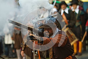 Musketeer Firing an Arquebuse