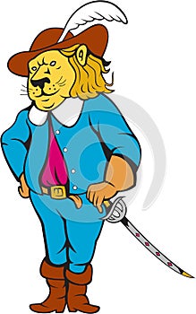 Musketeer Lion Hat Sword Cartoon