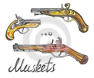 Muskets set ancient pistols photo