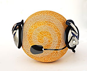 Muskmelon in headphone photo