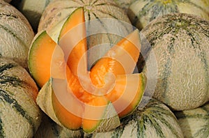 Close up of muskmelons