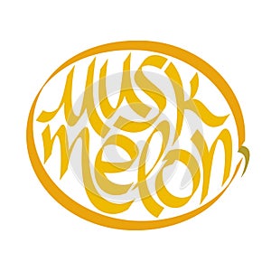 Muskmelon, melon, honeydew calligraphy, typography. Fruit typography. photo