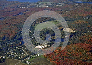 Muskoka Autumn landscape, aerial