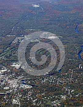 Muskoka Autumn landscape, aerial