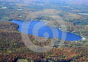 Muskoka Autumn landscape, aerial
