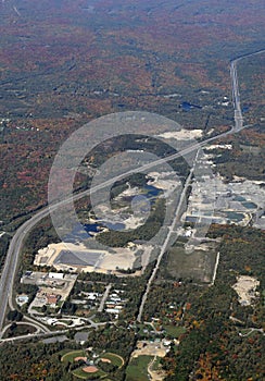 Muskoka Autumn landscape, aerial