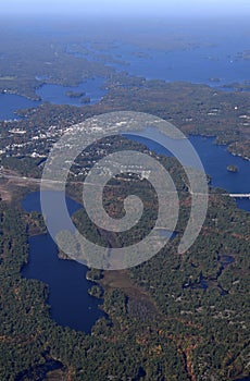 Muskoka Autumn landscape, aerial