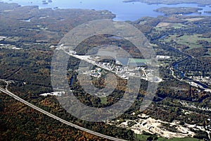 Muskoka Autumn landscape, aerial