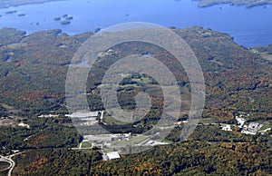 Muskoka Autumn landscape, aerial