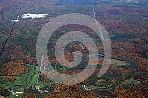 Muskoka Autumn landscape, aerial