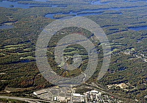 Muskoka Autumn landscape, aerial