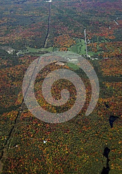 Muskoka Autumn landscape, aerial