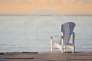 Muskoka Chair Overlooking Lake Ontario, Woodbine Beach, Toronto photo