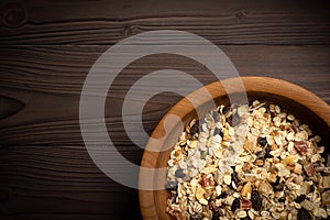 Musli in a wooden bowl