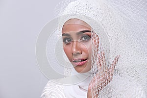 Muslim arabic bride in Lace Bead wedding dress