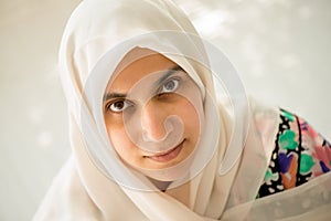 Muslim Arabic woman looking at camera photo