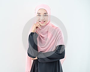 Muslim asian woman portrait happy face