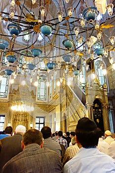 Muslim believers in the Mosque
