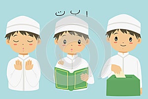 Muslim Boy Cartoon Vector Collection