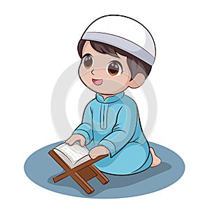 Muslim boy, reading the Koran in the month of Ramadan
