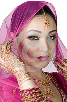 Muslim Bride Holding the Veil