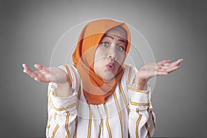 Muslim Businesswoman shows Denial or Refusal Gesture